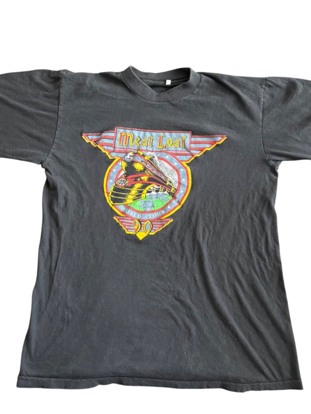 Vintage Meat Loaf World Tour 1990 Neverland Express T-Shirt Black Size L